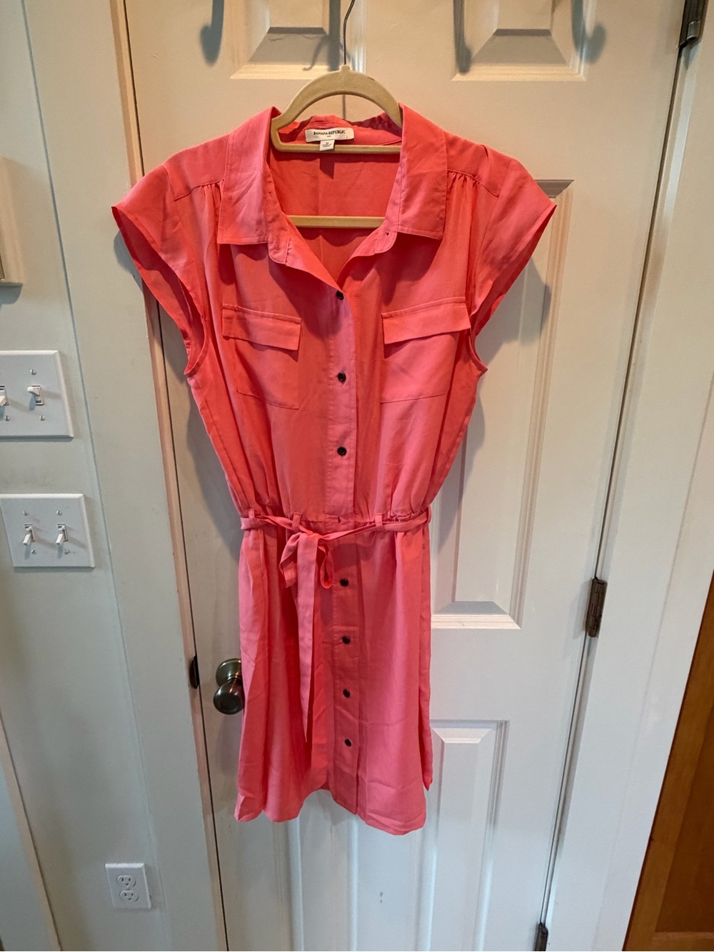 Banana Republic Coral-Pink Button Shirt Dress